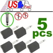 5Pcs 1/4" Male Mono To 2 Dual 6.35mm Female Y Splitter Audio Adapter Connector