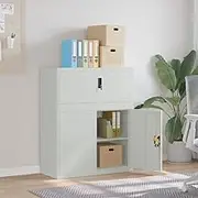 Storage Cabinets & Lockers Steel Furniture File Cabinet 90x40x110cm Light Gray Keep your documents organized and safe with this stylish and durable steel cabinet, perfect for home or office