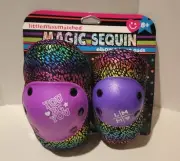 MAGIC Sequin Knee & Elbow Pads Set Hardshell Hook Loop Adjustable Straps 8+