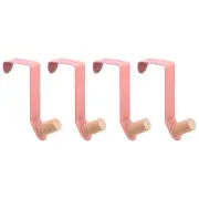 Over the Door Hooks, 4pcs - Door Hanger Hook, Hooks for Hanging Clothes (Pink)
