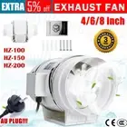 AU Silent Extractor Fan Duct Hydroponic Inline Exhaust Industrial Vent 4" 6" 8"