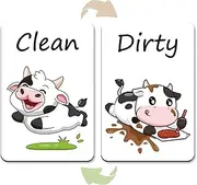 Funny Cute Cow Dishwasher Magnet Clean Dirty Sign, Cartoon Refrigerator Dishwasher Cow Magnet Cow Dishwasher Sign