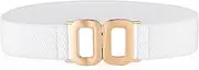 [Generic] Women Elastic Belt, Adjustable Stretch Waist Belt Vintage Skinny Waistband Cinch Belt with Gold Buckle for Dress Jeans