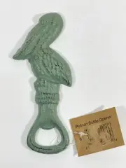Cast Iron Pelican Beer Bottle Opener 6" Teal Blue Man Cave Nautical