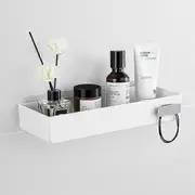 Adhesive Bathroom Shelf Without Drilling White Self-Adhesive Wall Shelf Floating Shower Shelf Plastic Shelf to stick on Tiles