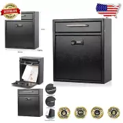 Secure Black Mailbox with Combination Lock - Easy Install Wall-Mount Design