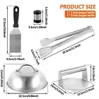 6Pcs Smash Burger Kit with Lid Griddle Spatula 5.5 Inch Stainless Steel‖