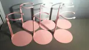 Doll Stands set of 6 Pink Painted Metal for Dolls 5 to 6 inches Kaiser no. 1195