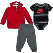 Nike Baby Boys Zip Jacket Jogger Pants & Top Outfit Set 12 Months Red Gray Black