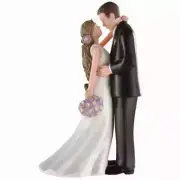 Classic Bride and Groom Wedding Cake Topper - Bouquet