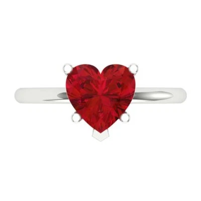 2.0Ct Heart Cut Pink Tourmaline Solid Gold Solitaire Engagement Promise Ring