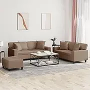 Generic 3 Piece Sofa Set with Pillows Cappuccino Faux Leather,Furniture,Sofas