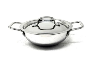 Vinod Smart Triply Stainless Steel Extra Deep Kadai with Lid - 18cm (1.3Ltrs)