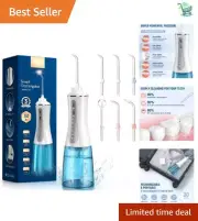 Portable Cordless Dental Flosser - 360 Rotatable Water Pick with 6 Jet Tips