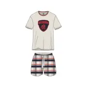 Melbourne Demons AFL AFMEL0227 Mens Short Sleeve Check PJ Pyjama Set Size 3XL