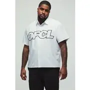 Mens White Plus Boxy Graphic Printed Shirt