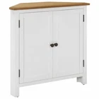 Wooden Corner Cabinet White Stylish Storage Cupboard With 2 Shelves Furniture