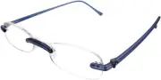 Calabria 714 Flexie Oval Rimless Reading Glasses +1.75 Cobalt