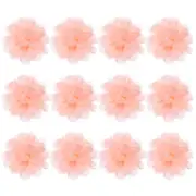12-Pack Chiffon Flowers 2.76 x 2.76" Fabric Flowers for Craft [Khaki Pink]