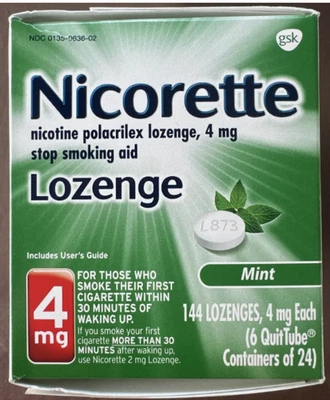 Nicorette Nicotine Stop Smoking Lozenges 4 Mg, Mint, 144 Count Lozenges