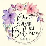 Fabric Panel 8"x8" Mark 5:36 Scripture 100% Cotton Quilting Sewing Block S192