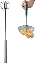 Hand Push Rotary Whisk Blender, Stainless Steel Semi-Automatic Whisk, Hand Mixer Egg Scrambler
