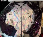 Frozen 2 Disney Elsa Olaf Girls Bomber Jacket Sequined Size Xl 14-16