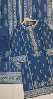 Bin Saeed Embroidered Khudder Winter 3 Pc Suit Size L Blue