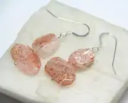Sunstone Orange Gemstone Faceted Octagon Shape .925 Sterling Silver Earrings