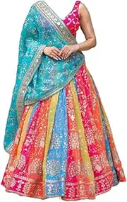 [IYALAFAB] Women's Georgette Semi Stitched Lehenga Choli In Orange Colour SF218ver-37