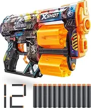 XShot Skins Jurassic World, Dread Jurassic, 12 Darts Included, Double Rotating Barrels, Air Pocket Dart Technology, Toy Foam Blaster for Kids, Teens and Adults, Brown Box, (Dread Jurassic)