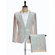 Disco 1980s Tuxedo Suits Blazers Notch Lapel Disco Sequins Men's Masquerade Party / Evening Pride Parade Pride Month Adults' Coat Pants