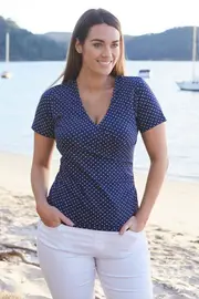 The Short Sleeve Wrap Jersey Top--BIRDK-245