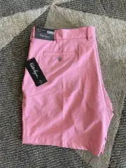 Walter Hagen Men's 9" Inseam Performance 11 Micro Lines Pink Shorts Size 42 NWT