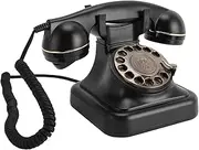 Retro Dial Landline Phone Vintage Mechanical Ringtone for Home Office Hotel Decoration Red