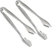 BEBEMOKO 2Pcs Stainless Steel Ice Cube Clips Food Serving Tongs for Sugar Ice Cubes and Appetizers Kitchen Tool for Parties Cafes and Home Use Silver