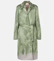 [Dries Van Noten] Dries Van Noten Satin wrap coat AU 10 green