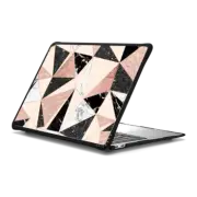 MacBook Air 13-inch (M1 / Intel) Impact Case Modern black white marble rose gold glitter foil geometric abstract triangles pattern black glitter by Girly Trend