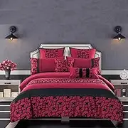 Luxton Afton Red Quilt Cover Set King Black Pintuck 3pcs Black Red Doona Cover Set (King Size)