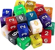 30 Pieces 6 Sided Polyhedral Dice Set 22 Colors 6 Sides Dice Assortment for Dungeons and Dragons RPG MTG Table Games Come with 1 Velvet Storage Bag