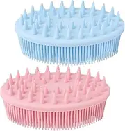 DRESSOOS 2pcs Double-sided Bath Body Hair Washing Brush Tools High Durability Silicone Bristles Lightweight Design Multifunctional Shower Brush Set Pink Blue