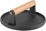 EZONEDEAL Burger Press, Patty Maker, Cast Iron Heavy Duty Bacon Meat Steak Grill Press Heat Proof Wooden Handle Bacon Meat Grill Hamburger Press, Burger Smasher for Grill Kitchen Accessory