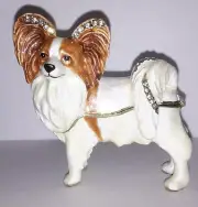 Papillon Dog Jewellery Trinket Box, Enamalled And Gold Plated - Figurine