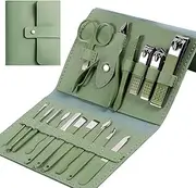 PUTHAK Manicure Set Professional Nail Clippers Pedicure Kit, 16 pcs Stainless Steel Nail Care Tools Grooming Kit with Luxurious Travel Leather Case for Thick Nails Men Women Gift