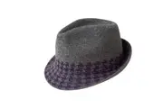 KANGOL Hounds Stripe Arnold Lambs Wool Blend Trilby Fedora - Dark Flannel - S
