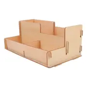 Wooden Pen Holder Multi-grid Storage Rack Desktop Rustic Organizer