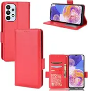 Compatible with Samsung Galaxy A23 4G / A23 5G Wallet Case,Compatible with Samsung Galaxy M23 Wallet Case,PU Leather Folio Flip Case Compatible with Samsung Galaxy F23 Cell Phone Leather Case Red