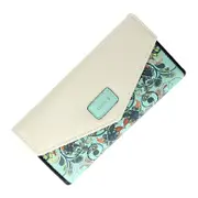 Womens Leather Wallet Floral Purse Credit Card Case-Green