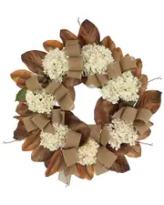 Creative Displays 28in Rustic Fall Wreath with Hydrangeas & Burlap Bows
