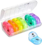 Travel Pill Organizer 2x a Day, Spill Proof 7 Day AM PM Large